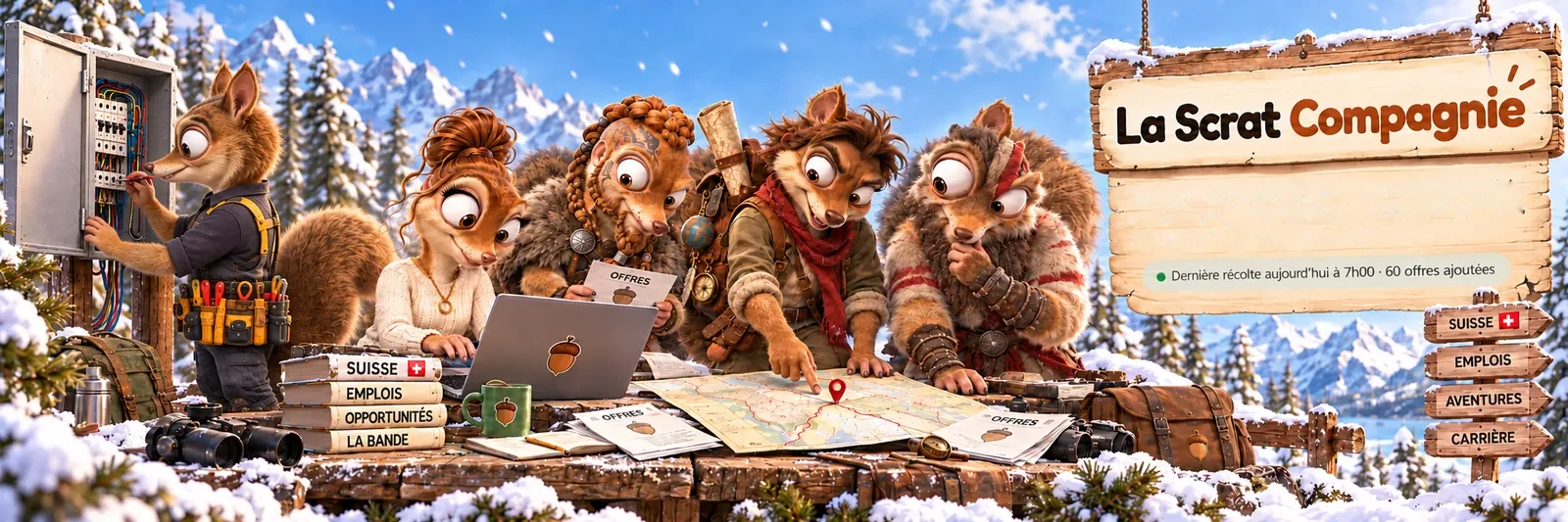 La bande de la Scrat Compagnie à la chasse aux offres d'emploi